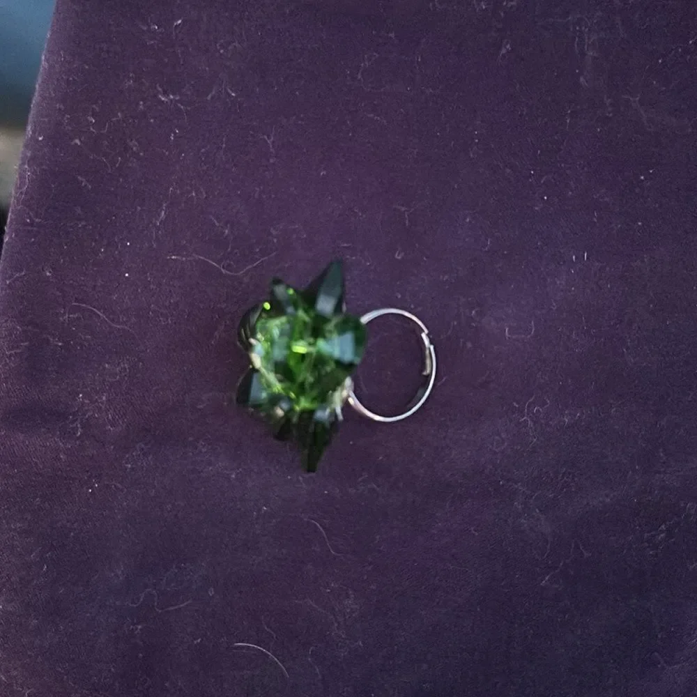 Large Statement Ring Adjustable Silver Tone Flower Design Costume Jewelry